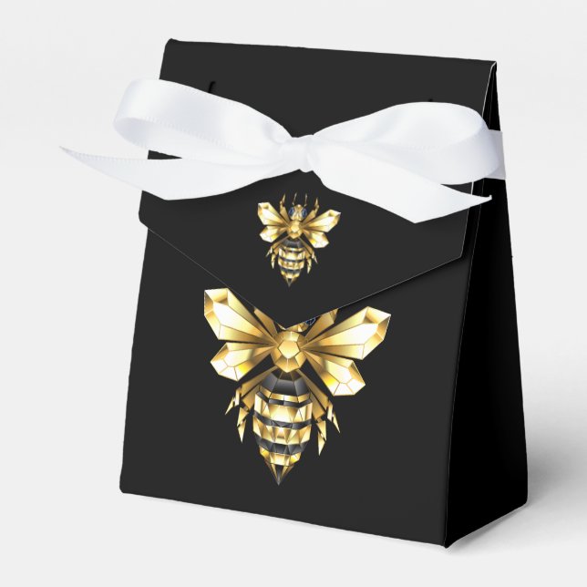 Falskt guld folie logotyp bin polygonal svart presentaskar (Framsidan Sidan)