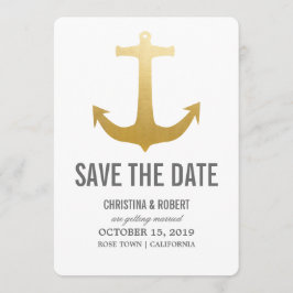 Falskt guld folie nautiskt ankare Save The Date Inbjudningar