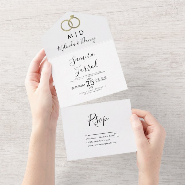 Falskt guld folie ring modern bröllop (Tearaway)