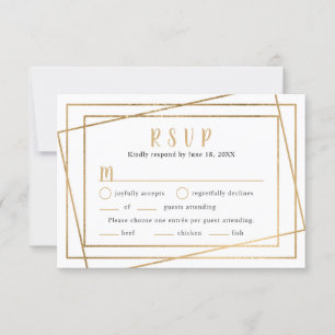 Falskt guld geometrisk ram Bröllop RSVP + rätter OSA Kort