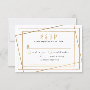 Falskt guld geometrisk ram Bröllopsbuffé RSVP OSA Kort