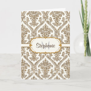 Falskt guld glitter damask blomster mönster brevpa tack kort