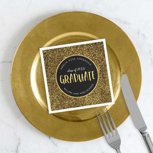 Falskt Guld Glitter Examen Utexaminerad Pappersservett (Skapare uppladdad)