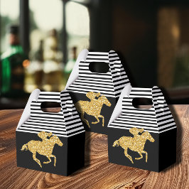 Falskt Guld Glitter Kapplöpningshäst Svart Vita Rä Presentaskar