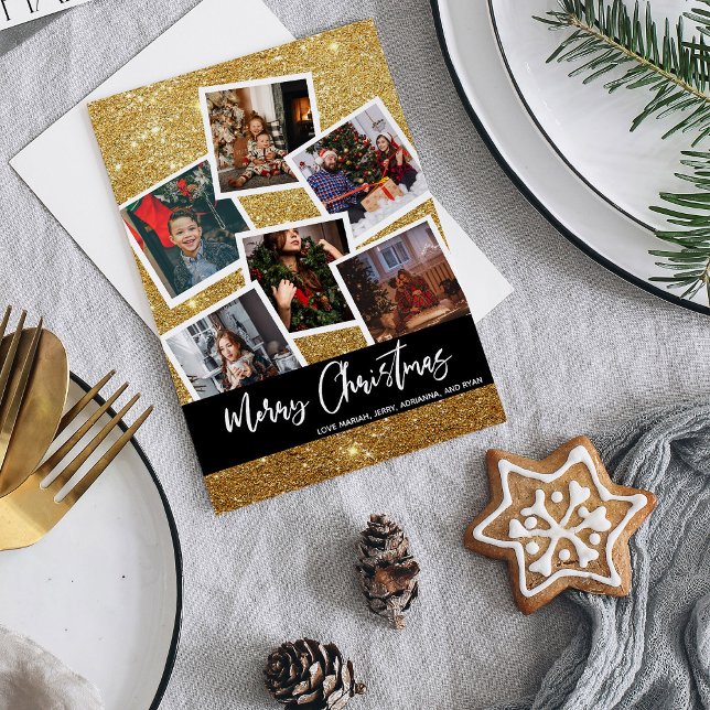 Falskt guld glitter multi foto God Jul (Skapare uppladdad)