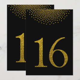 Falskt guld glitter på svart nummerkort för bord inbjudningar