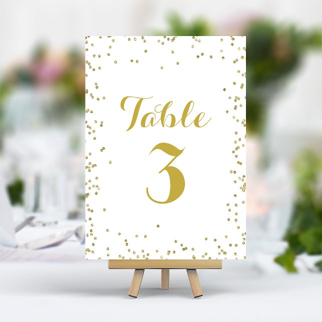 Falskt guld glitterfolie elegant konfetti små pric bordsnummer (Skapare uppladdad)