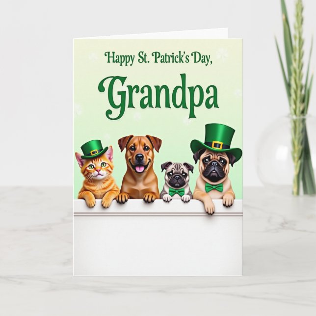 Falskt Guld Holiday Pet Pals-kort Kort (Framsida)