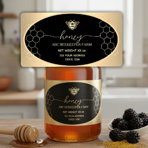 Falskt guld Honeybee Honey etikett för burk Fraktsedel