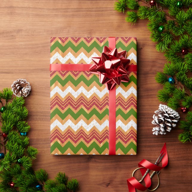 Falskt guld jul sicksack-mönster presentpapper (Julgåva)