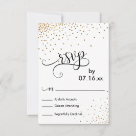 Falskt Guld Konfetti Script Typografi RSVP OSA Kort