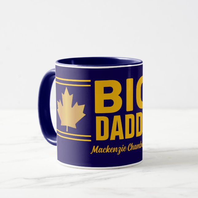 Falskt guld lönnlöv Big Daddy på marinblå Mugg (Framsida vänster)