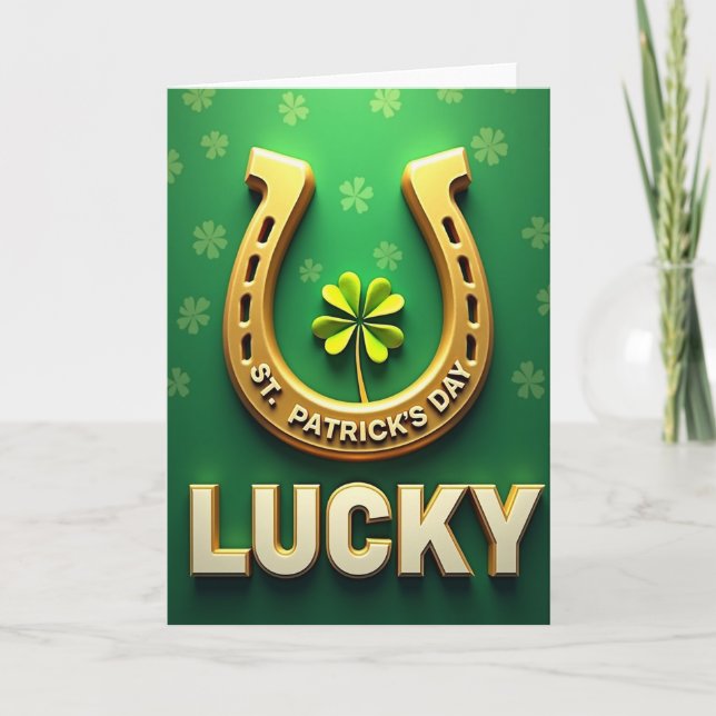 Falskt guld Lucky St Patricks-kort Kort (Framsida)