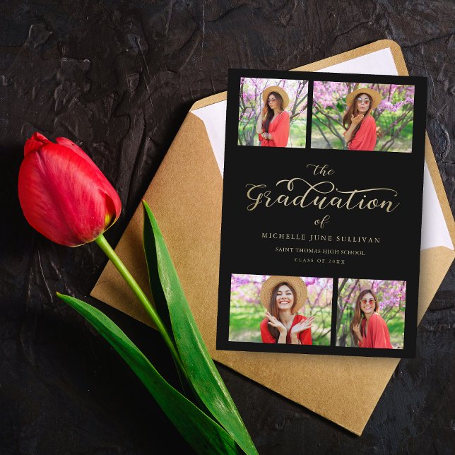 Falskt Guld Minimalistisk Kollaaj Graduation 4 Bil (Skapare uppladdad)