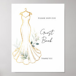 Falskt Guld och Grönt Gästbokskylt Poster