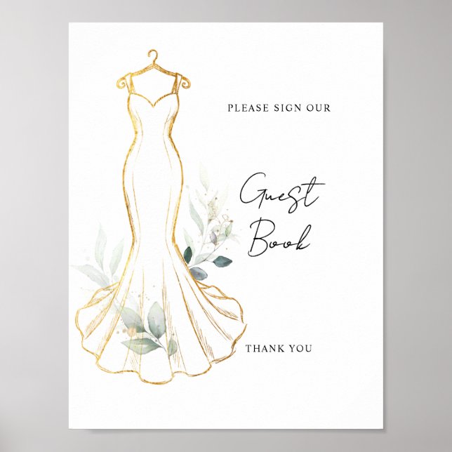 Falskt Guld och Grönt Gästbokskylt Poster (Framsidan)