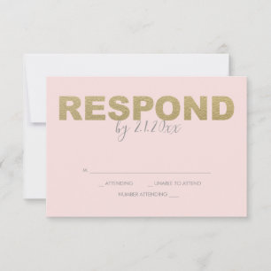 Falskt guld och rosa svars-RSVP-kort OSA Kort