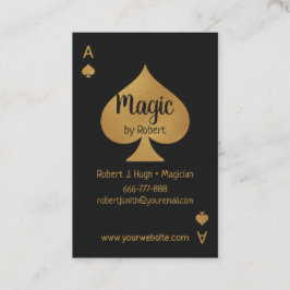 Falskt Guld och Svart Spader Ess Poker Magiker Visitkort