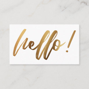 Falskt guld Ombre Hello i handstil på vit Visitkort