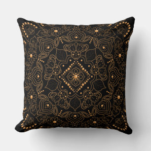 Falskt Guld Pärl Ornament Mandala Tryck Kudde