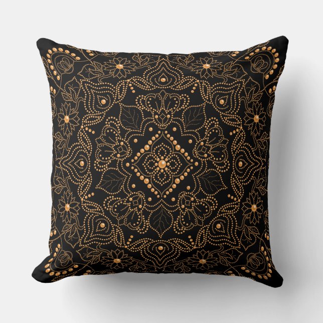 Falskt Guld Pärl Ornament Mandala Tryck  Kudde (Framsida)