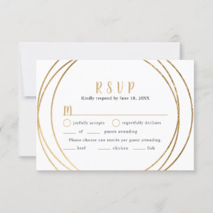 Falskt Guld Rund Geometrisk Ram Bröllop RSVP + rät OSA Kort