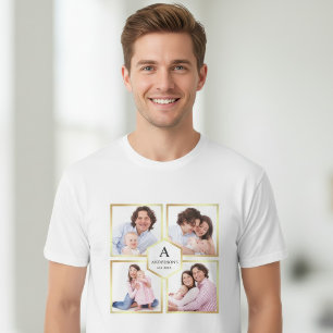 Falskt guldblad 4 bilder familjefotocollage t shirt
