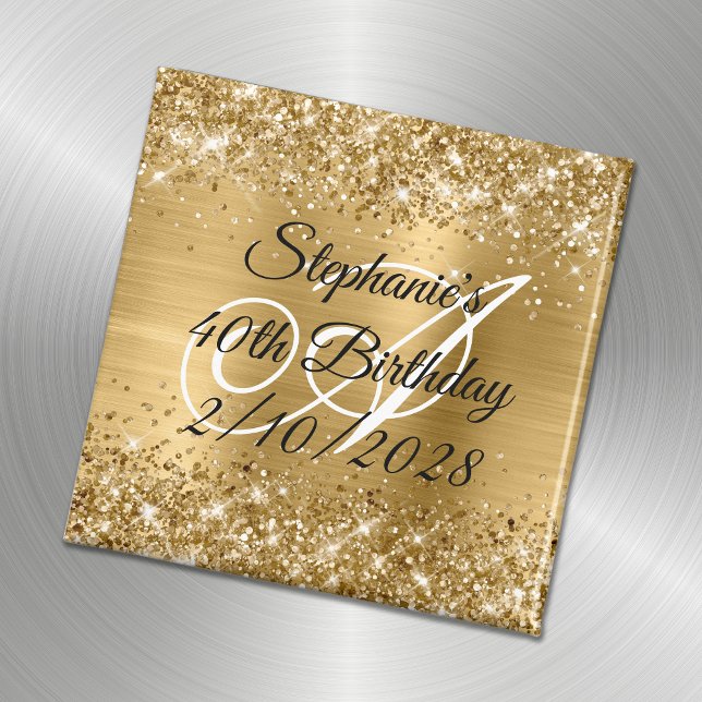 Falskt guldglitter och foliemonogram 40-årsdag magnet (Skapare uppladdad)