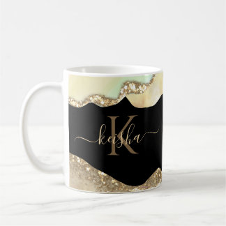 Falskt guldglitter & pastellvågor Bling Kaffemugg