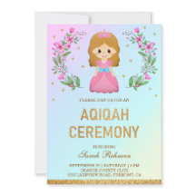Falskt guldglitter Söt rosa prinsessa Aqiqah