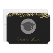 Falskt guldkonfetti & examensmössa Klass 20xx