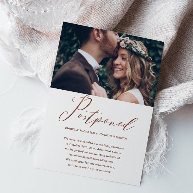 Falskt kopparbröllopsdatum Försenat datum Foto Meddelande (Skapare uppladdad)