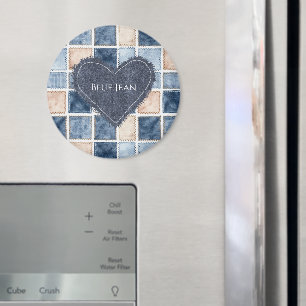 Falskt krämfärgad denimblå jeanskärna magnet