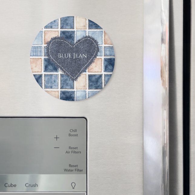 Falskt krämfärgad denimblå jeanskärna magnet (In Situ (Fridge))