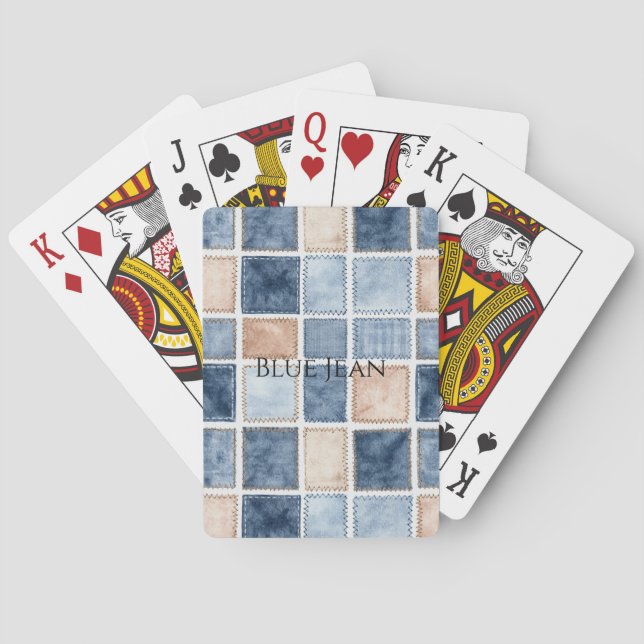 Falskt krämfärgad denimblå jeanskjol casinokort (Baksidan)