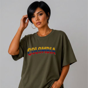 Falskt lapptäcke Colombia Country Pride Retro T Shirt