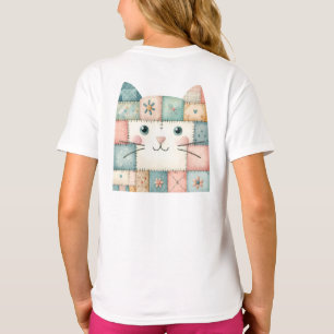 Falskt lapptäcke Pastell Stuga Kattunge Ansikte T Shirt