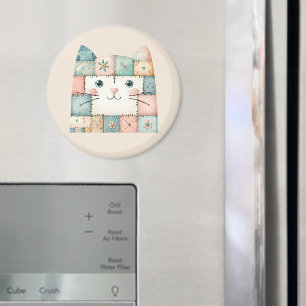Falskt lapptäcke Pastell Stugkatts Ansikte Magnet