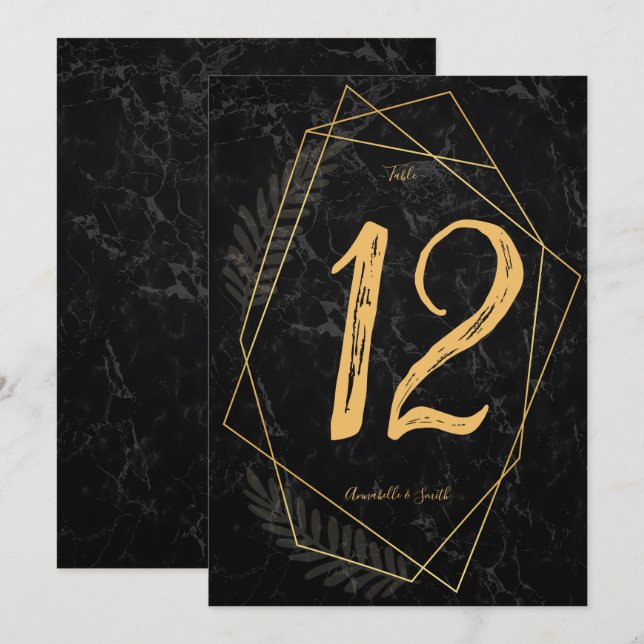 Falskt marmor Geometriskt bordnummer Inbjudningar (Fram/baksida)