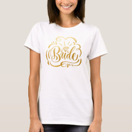 Falskt metalliskt guld handskrivna brud och diaman t shirt
