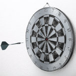 Falskt metalliskt svart marmor elegant klassisk darttavla<br><div class="desc">En klassisk design för darttavla med alternerande svarta marmoreffekter och falskt metallgrå (falskt silverfolie) trianglar. Den yttre cirkeln är falskt silverfolie.</div>