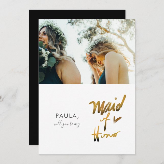 Falskt minimalistisk Will You Be My Maid of Honor  Inbjudningar (Fram/baksida)