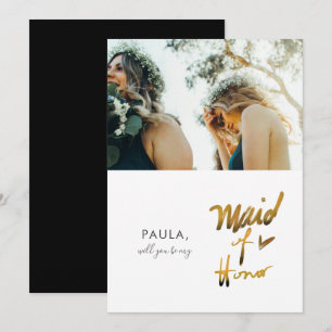 Falskt minimalistiskt Will You Be My Maid of Honor Inbjudningar