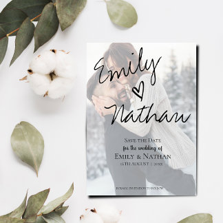 Falskt pergament effekt foto bröllop Save the Date Magnetisk Inbjudningskort