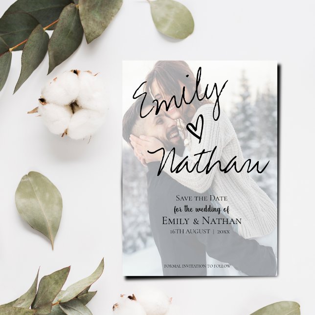 Falskt pergament effekt foto bröllop Save the Date Magnetisk Inbjudningskort (Skapare uppladdad)