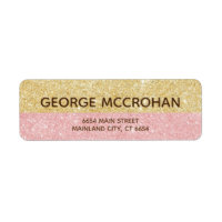 Falskt rosa guld glitterfolie rosa returadress