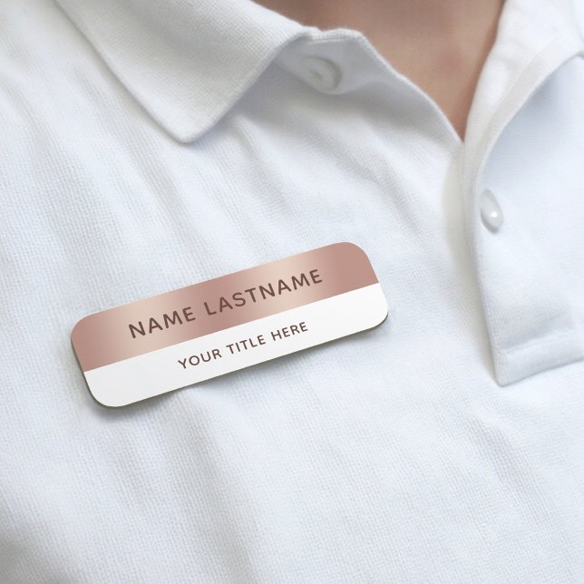 Falskt Rosa Guld Vit Titel Säkerhetsnål Magnetisk Namnbricka (Skapare uppladdad)