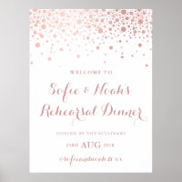 Falskt roséguld folie konfetti Övning middag skylt