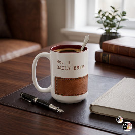Falskt sadel-läderband "Daily Brew" Minimalistisk Två-Tonad Mugg