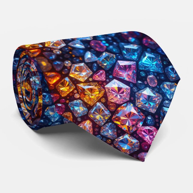 Falskt siden ädelsten diamant lyx halsduk slips (Rullad)